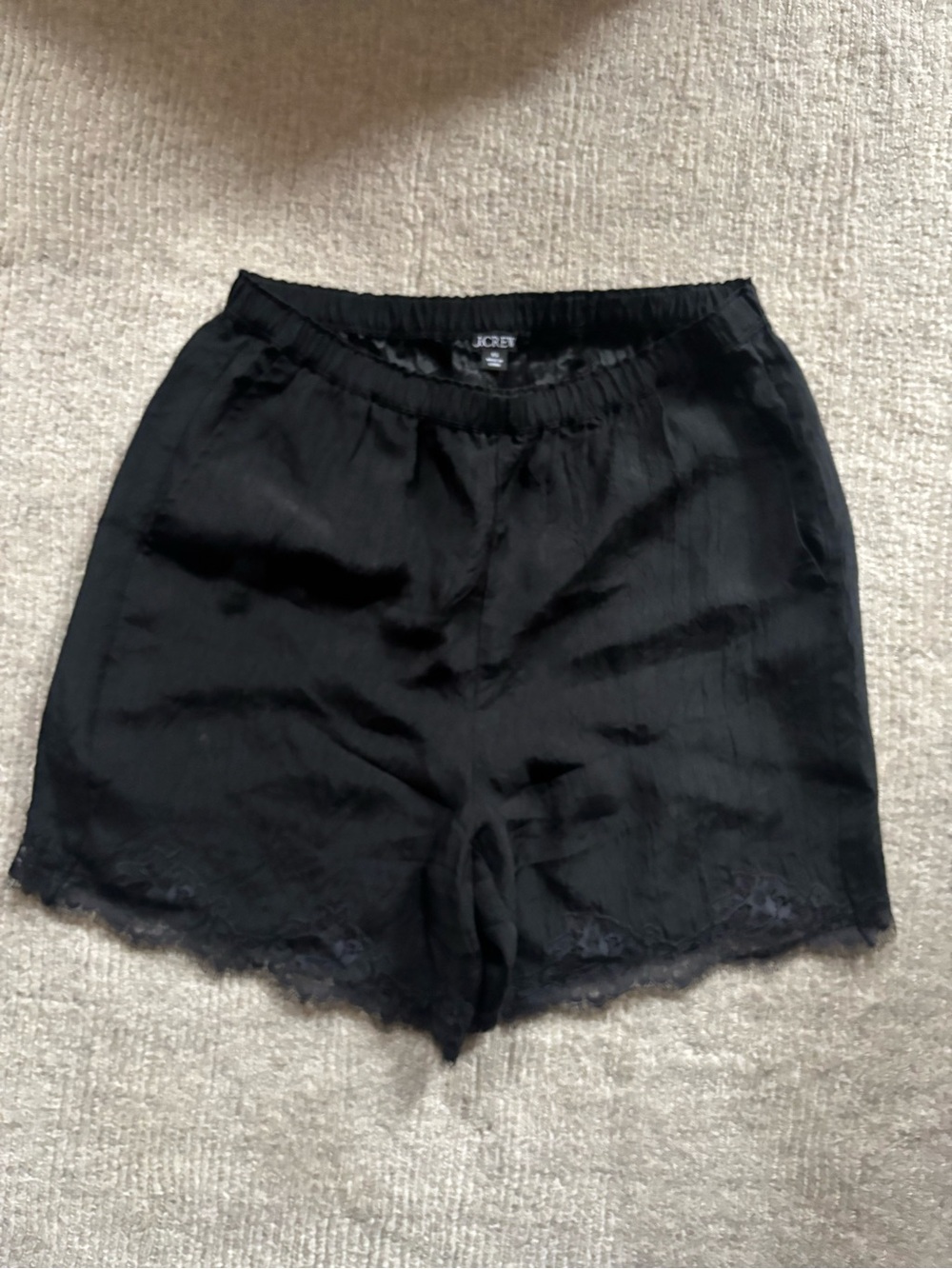 J. Crew Black High-Waist Lace-Trim Women's Shorts